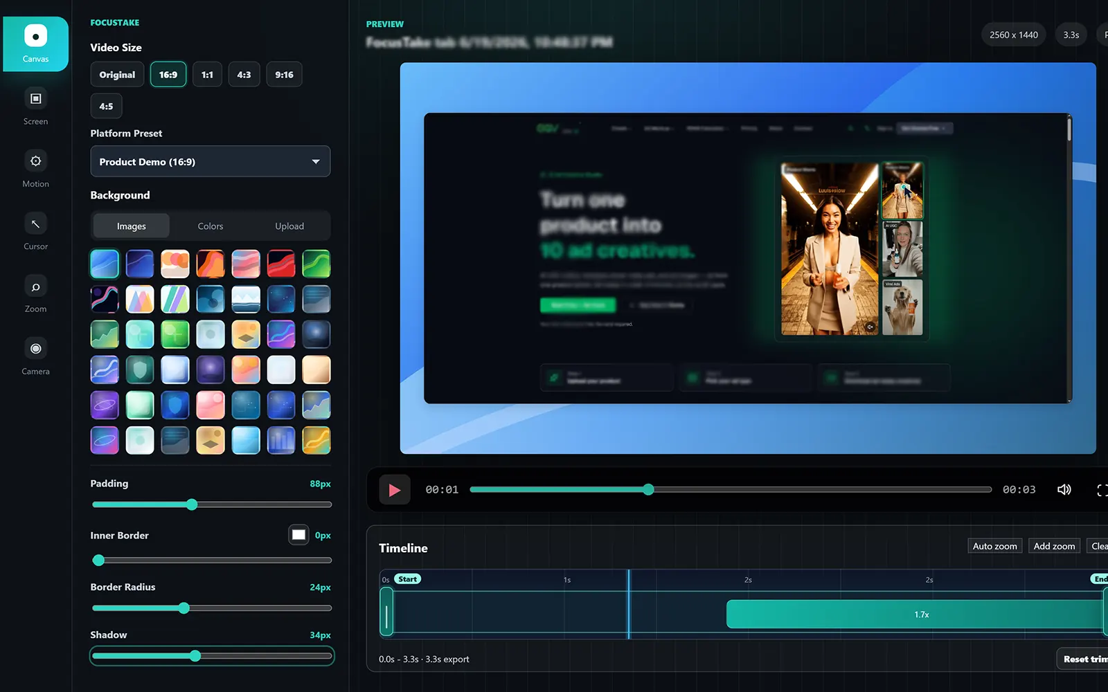 FocusTake editor
